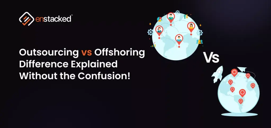 Outsourcing vs Offshoring difference explained with global workforce comparison illustration