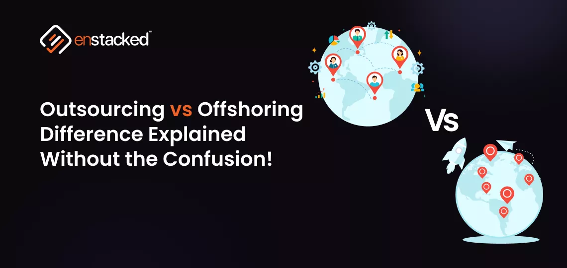 Outsourcing vs Offshoring difference explained with global workforce comparison illustration