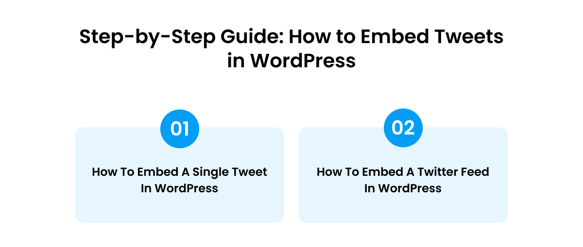 Step-by-step guide showing how to embed tweets or Twitter feeds in WordPress.