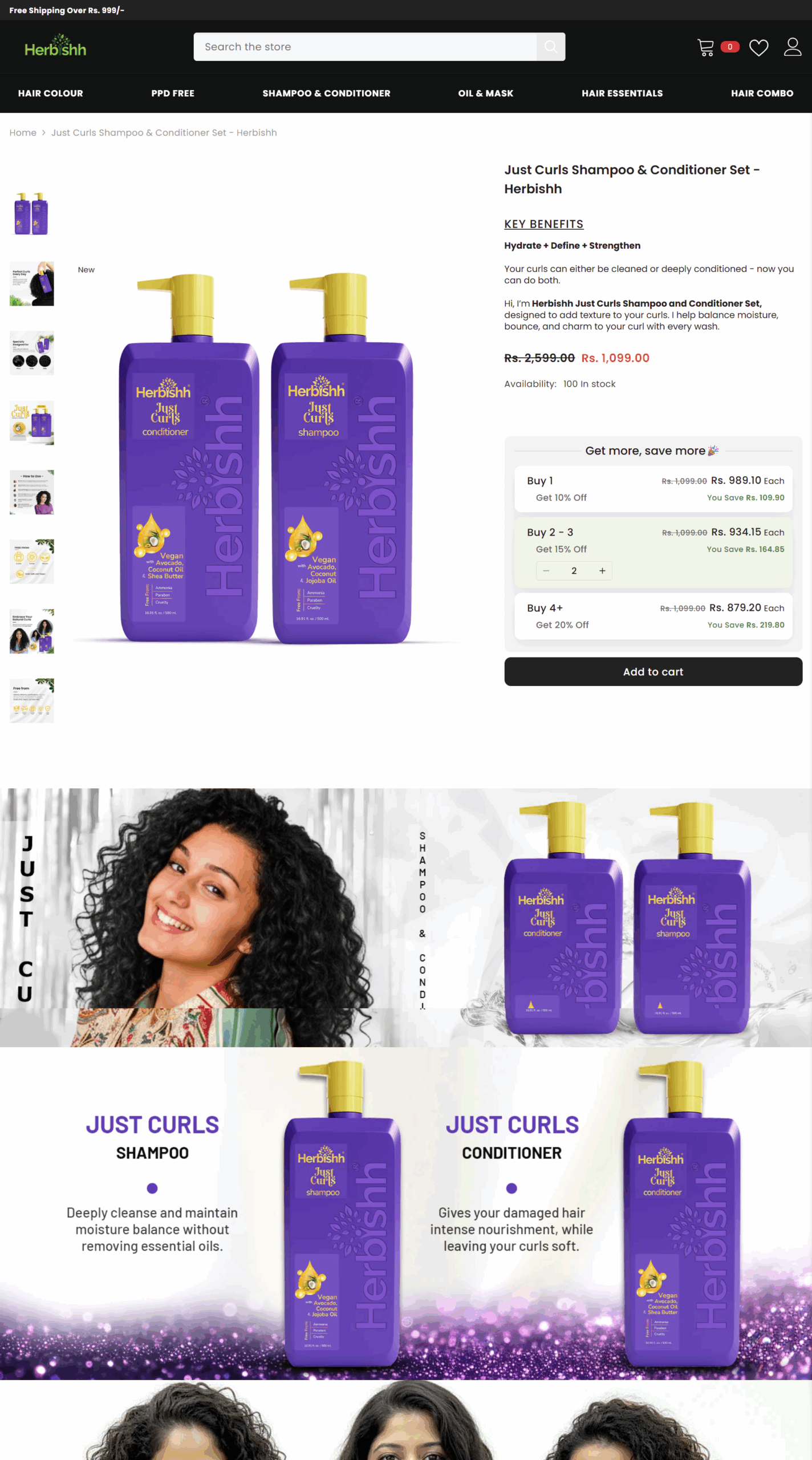 Herbishh hair color collection page displaying no-ammonia hair dye range and product filters on Shopify"